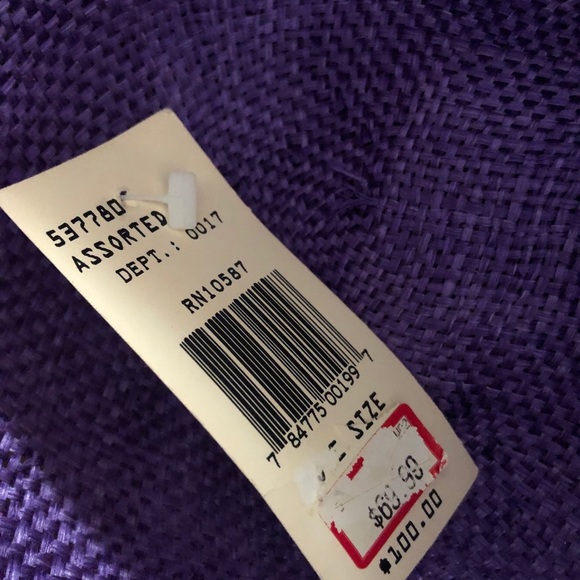 Vintage Wide Brim Purple Straw Derby Hat l main image 8